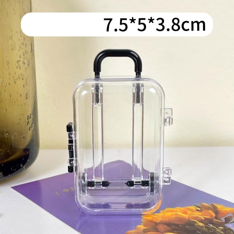Dollhouse Miniature Luggage Suitcase Storage Trolley Case Travel Holiday Toy Candy Box Handbag Model for Dolls Accessory