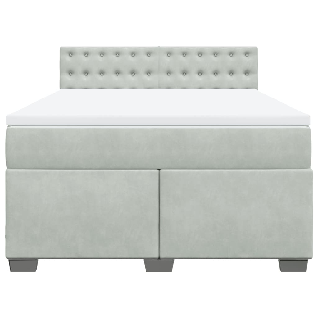 Vidaxl Letto Continentale Con Materasso, Grigio Chiaro, 140X190Cm, Velluto