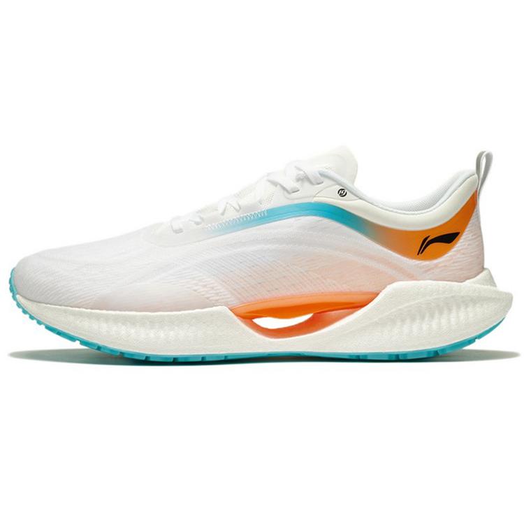 New LINING Super Light 19 Running Shoes Men Low Top Standard White/Fluorescent Sweet Orange ARBS001-11
