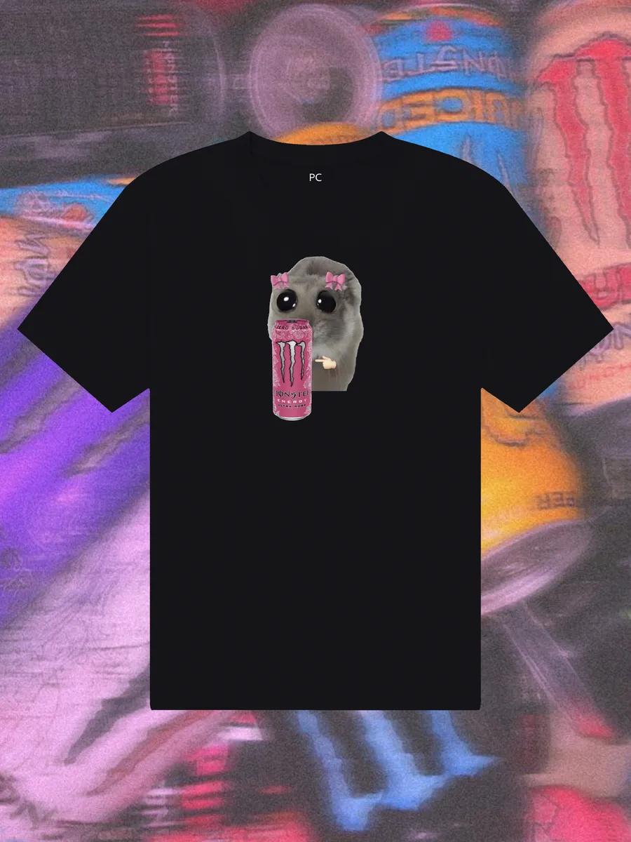 Black T-shirt with hamster print L