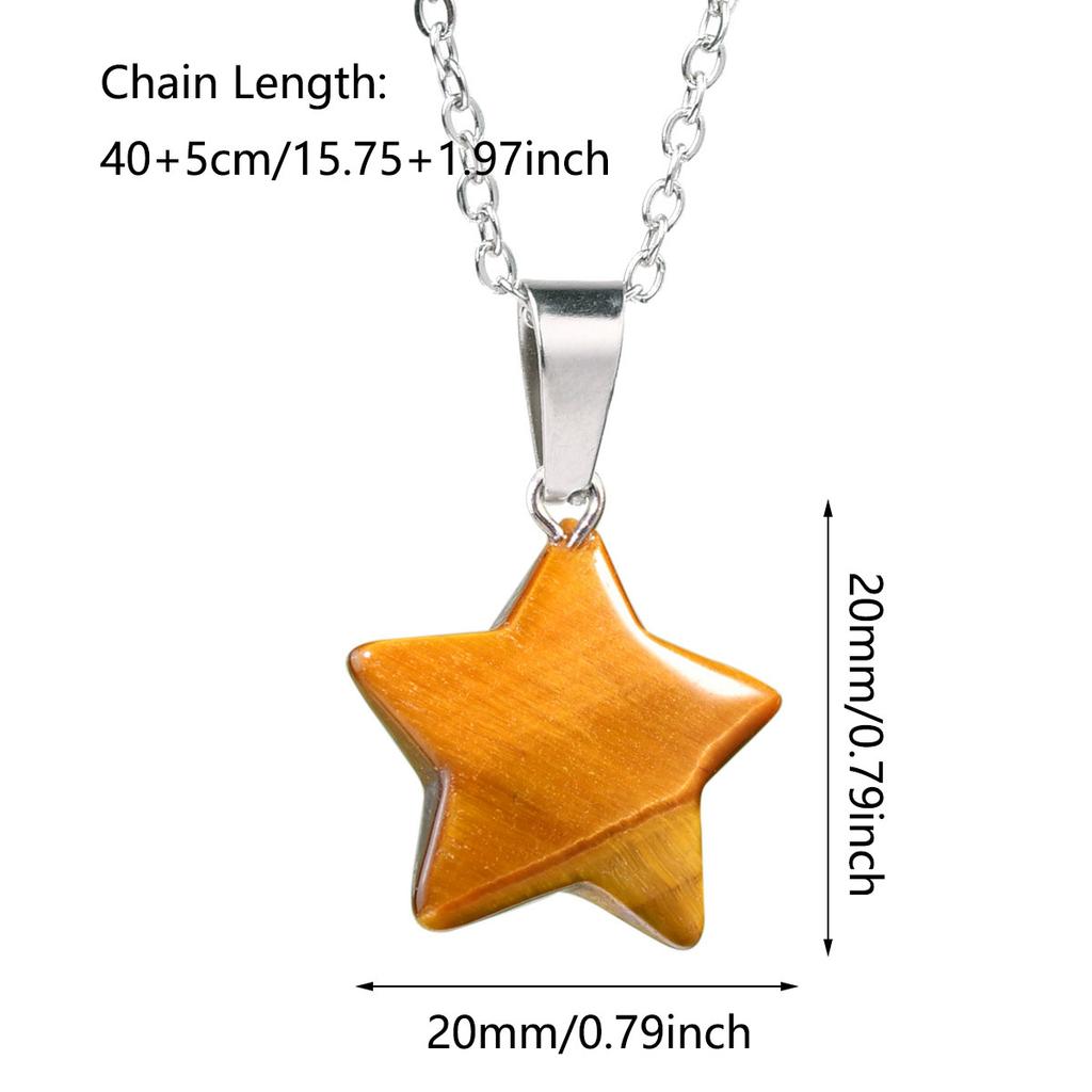 1pc Natural Stone Pendant Five-pointed Star Shape Amethyst Lapis Lazuli Lady Charm Necklace Jewelry Gifts Pendant
