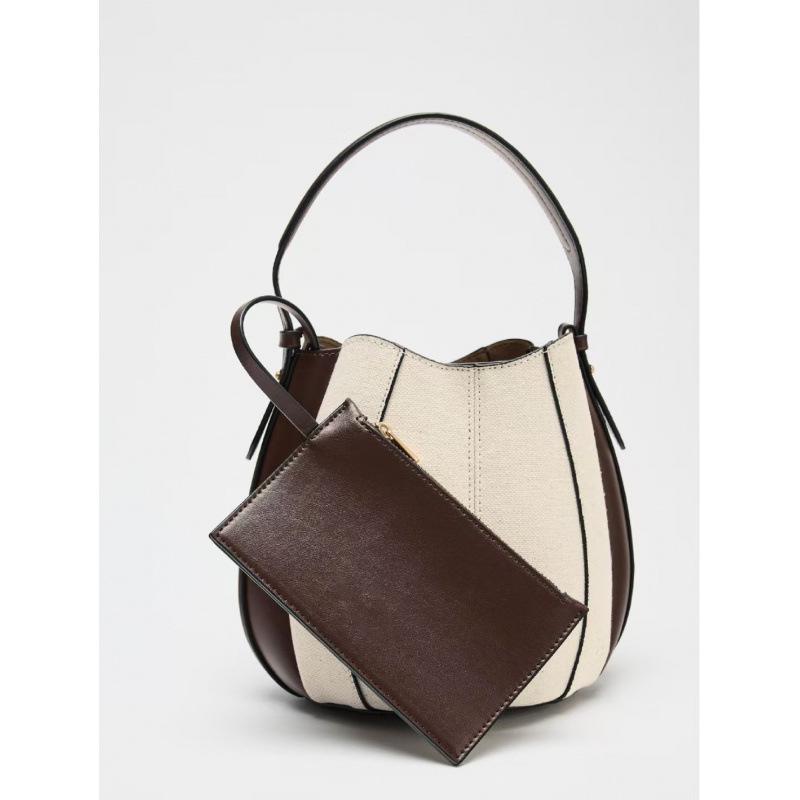 

Женская сумка-мешок с тыквой на шнурке Z через границу: Издание 2025 года - Универсальная, Вместительная, Модная сумка через плечо с декоративной линией. коричневый/белый