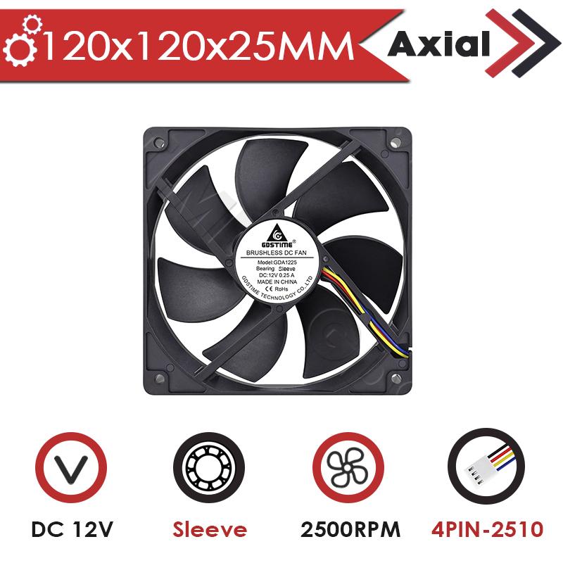 Gdstime PC Fan 120MM Cooling Fan 12025 24V 12V DC Brushless Axial Fan USB Computer Case Fan Dual Ball 48V 5V CPU Cooler PWM FG