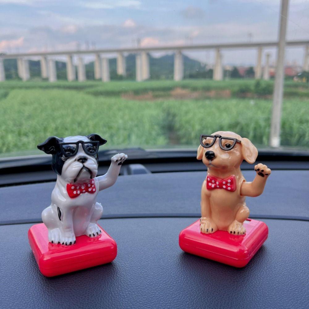 Solar Power Solar-powered Dog Car Ornament Cartoon Dog Car Dashboard Decoration  For Automotive