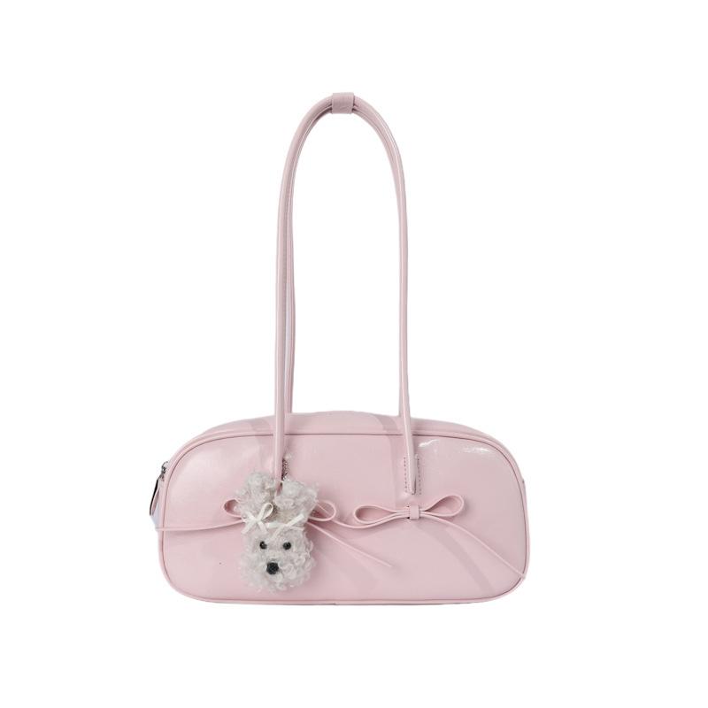 2025 Women's Korean Style Bow Baguette Shoulder Bag - Versatile Boston Bowling Bag