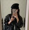 Fever~ black woolen newsboy hat children autumn and winter French cap showing face little beret top hat