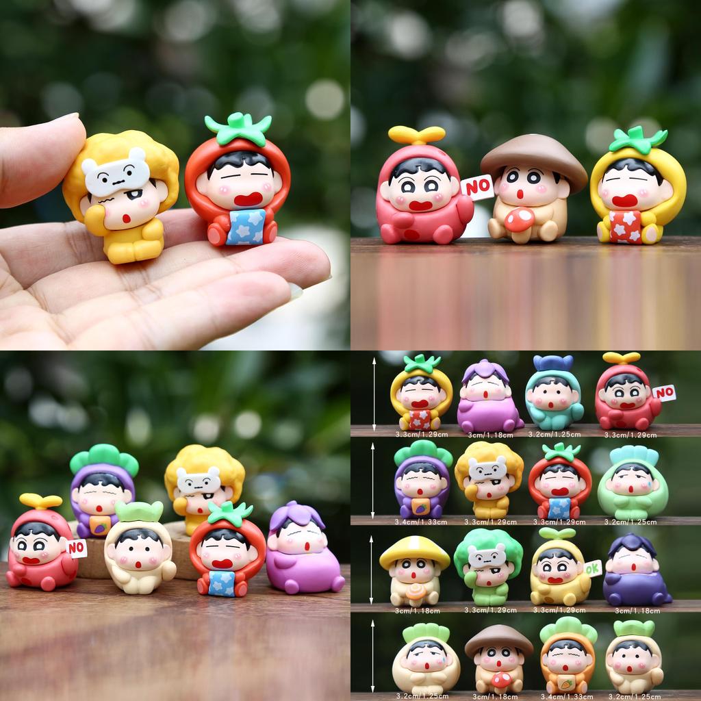 16pcs Crayon Shin Chan Fruit Shape Design Model Ornament Set For Kids And Teens