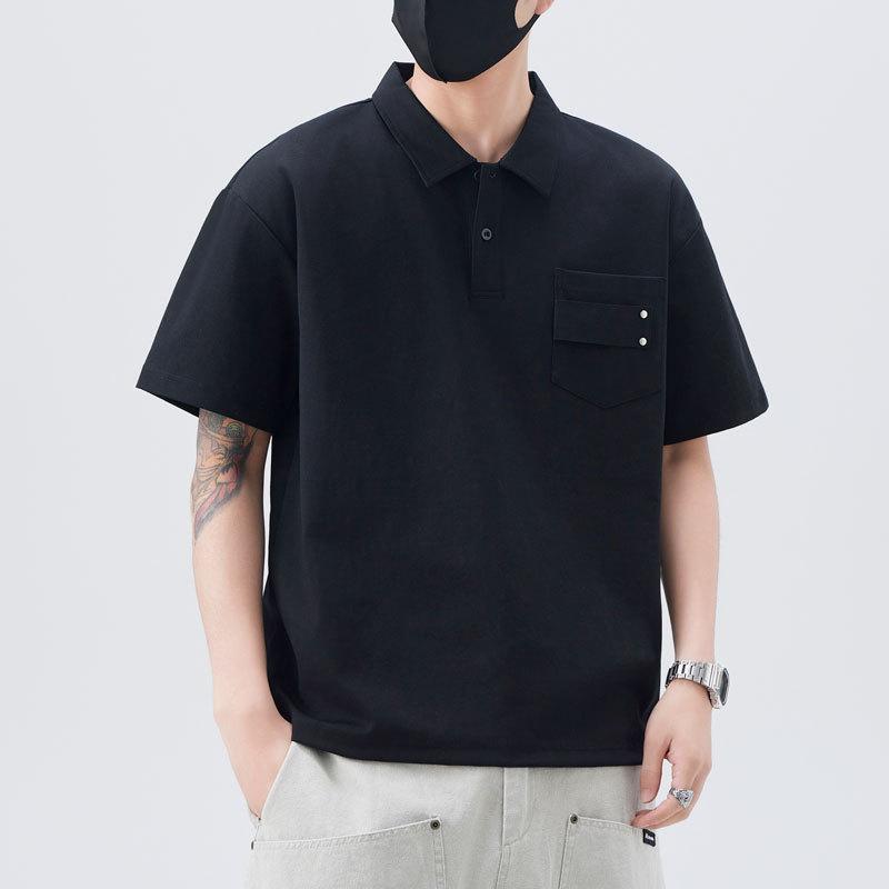 

Мужская летняя новая свободная футболка-поло с коротким рукавом, мужская тонкая футболка с коротким рукавом и лацканом 4XL