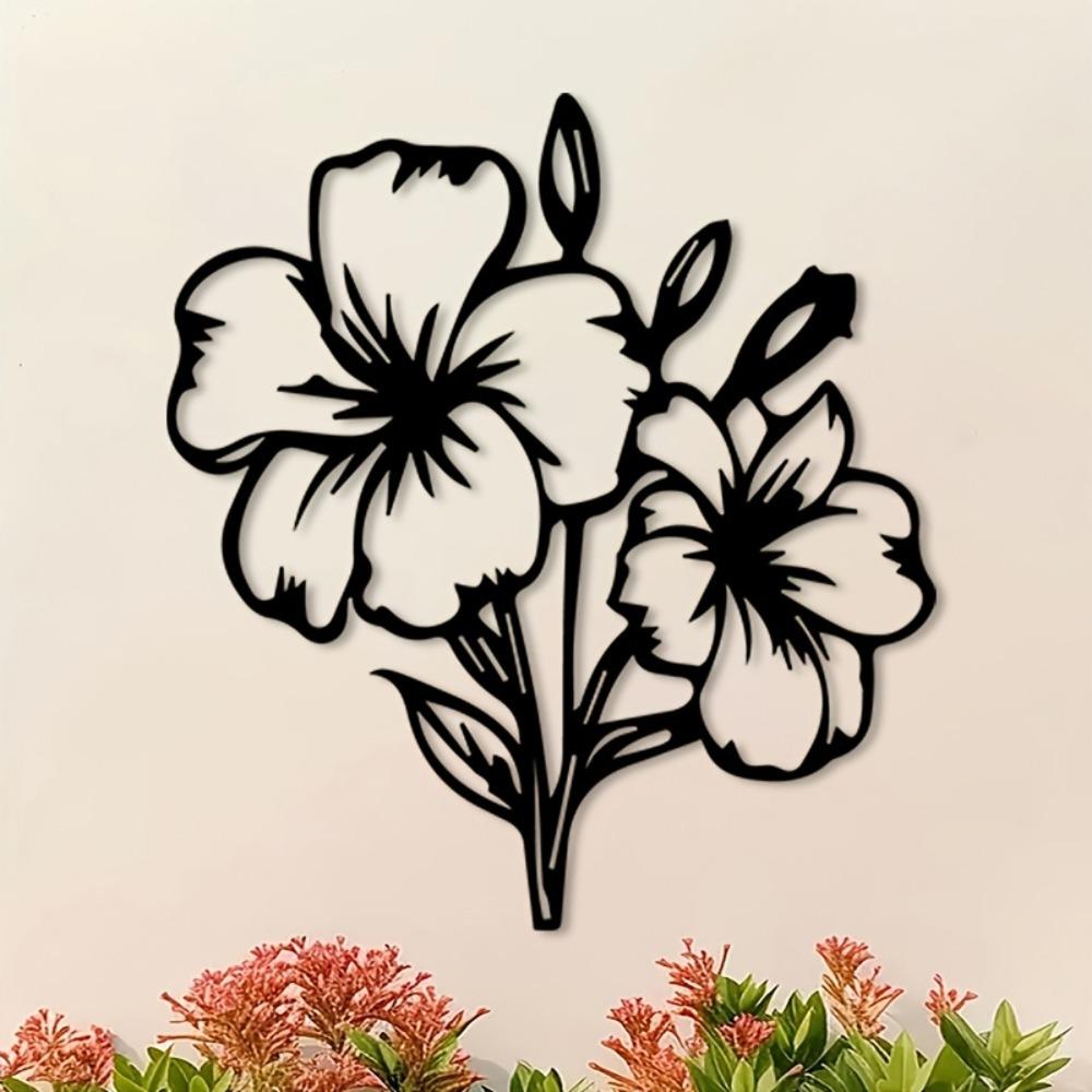 1pc Metal Wall Art Hibiscus Flower Decor for Living Room Indoor Outdoor Home Thanksgiving Birthday Party