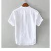 Summer Fashion Short Sleeve Shirts Daily Casual Men Tops Stitching Stand Collar Pullovers Shirt Youth Cotton Linen Breathable Men Clothing