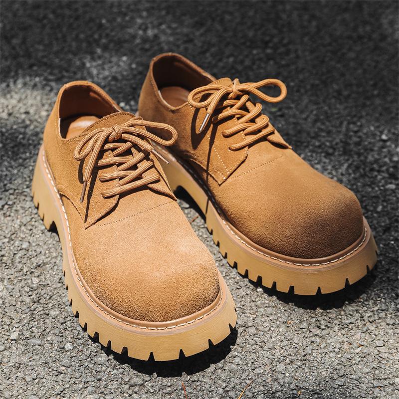 

2024 spring and summer new anti-velvet leather thick-soled casual leather shoes Mickey Derby big head leather shoes men 24288-J 38 жёлтый