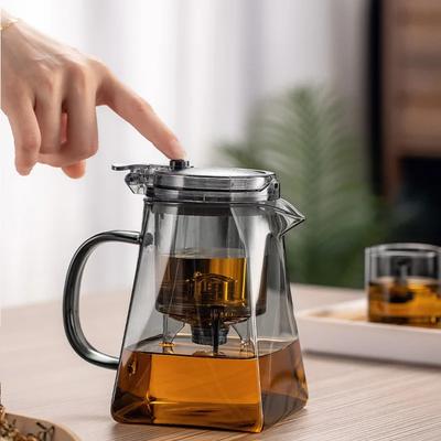 750ML Thickened Glass Heated Resistant Tea Pot One-button Filtering Tea Separation Kettle Tea Coffee Maker Teapot Tea Cups Set