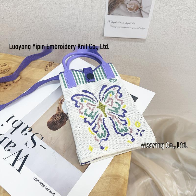 Cute Cartoon Dopamine Knit Crossbody Phone and Coin Bag