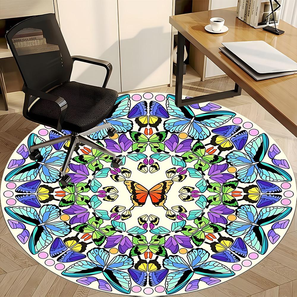 1pc Butterfly Mandala Chair Carpet for Office, , Non-slip carpet, Very suitable for offices, farmhouses,Outdoor carpet yy251120034