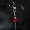Y2K Red Heart Beaded Pendant Keychain Bag Charms Hangings Punk Cool Ornament Accessories
