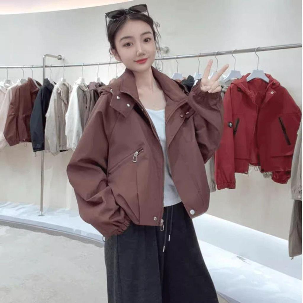 Stilvolle Damen-Kapuzen-Windbreaker-Jacke - Herbst 2025 Lockerer Schnitt Arbeitskleidungs-Stil für zierliche Größen