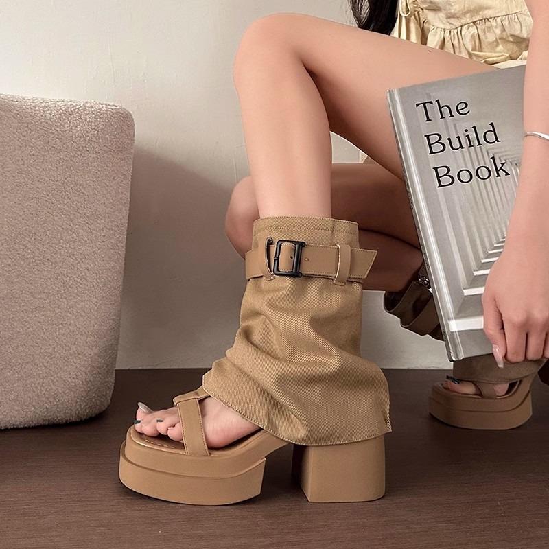 Fashion Women's Fad Platform Tube Boots Sandals Wear Open-toed Thick Sole Cool Style Chunky High Heeled Sandal for Women Sandalias Mujer