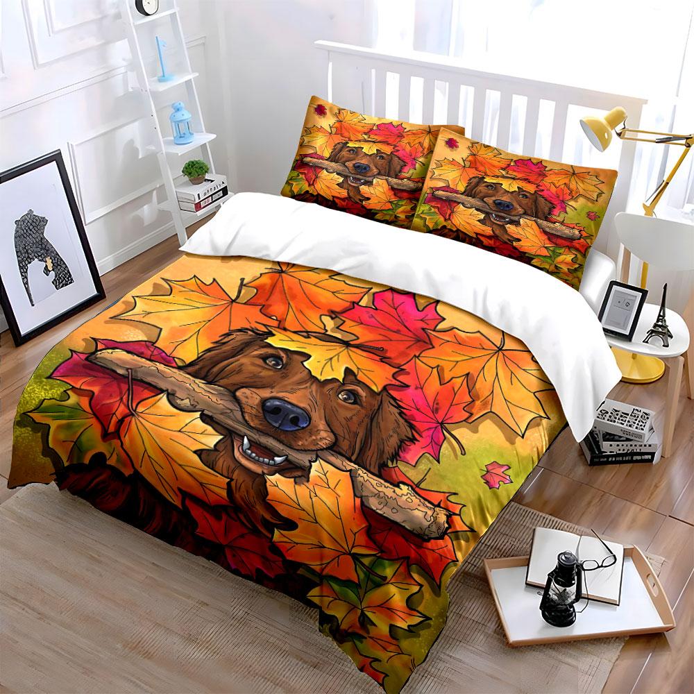 Autumn Leaves Decor Set Soft Comfortable Duvet Cover Bedding Set Included 1*Duvet Cover & 2*Pillowcases, Gift
