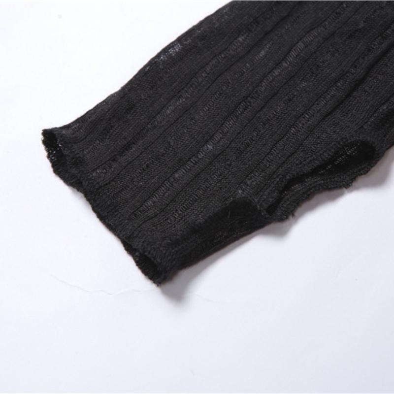 Autunno Nuovo Top Corto da Donna a Tinta Unita Slim Fit Moda Irregolare Asimmetrico Manica Lunga T-Shirt