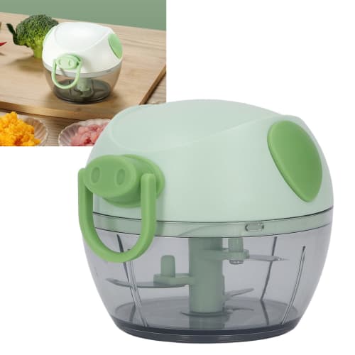 Manual Garlic Chopper, Non-Slip, Easy to Clean, Safe, Durable, Sharp, Small, Perfect for Salads (Green)