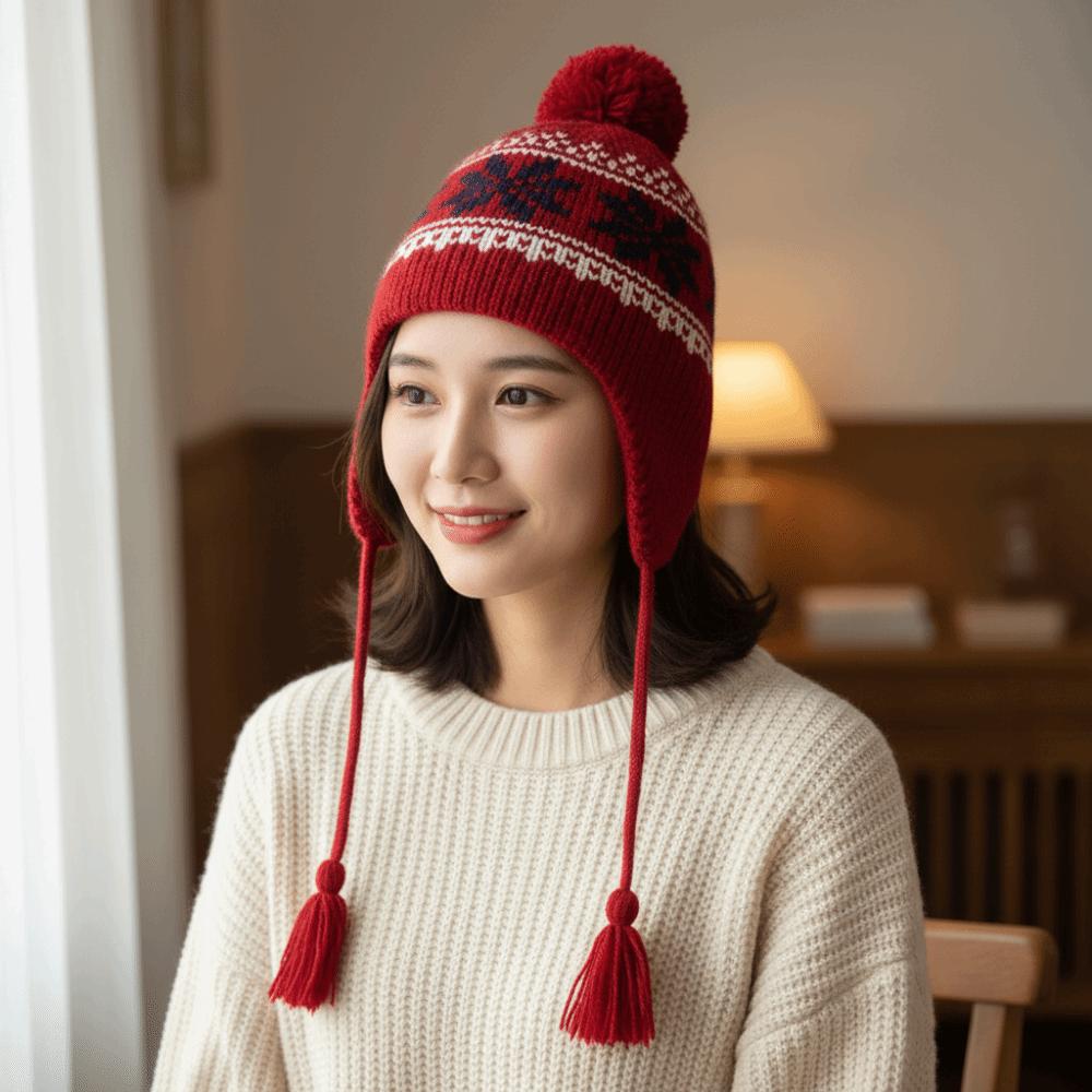 Warm Jacquard Woolen Hat Korean Style Beanies Cap Sweet Knitted Pullover Hat  Autumn