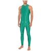 Combinaison de bain brillante pour homme Fermeture éclair avant Sans manches Body Leggings Coutures plates Combinaison