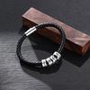 Personalized Men Leather Bracelet with 1-6 Name Beads Customized Family Names Black Rope Magentic Buckle Bracelets for
