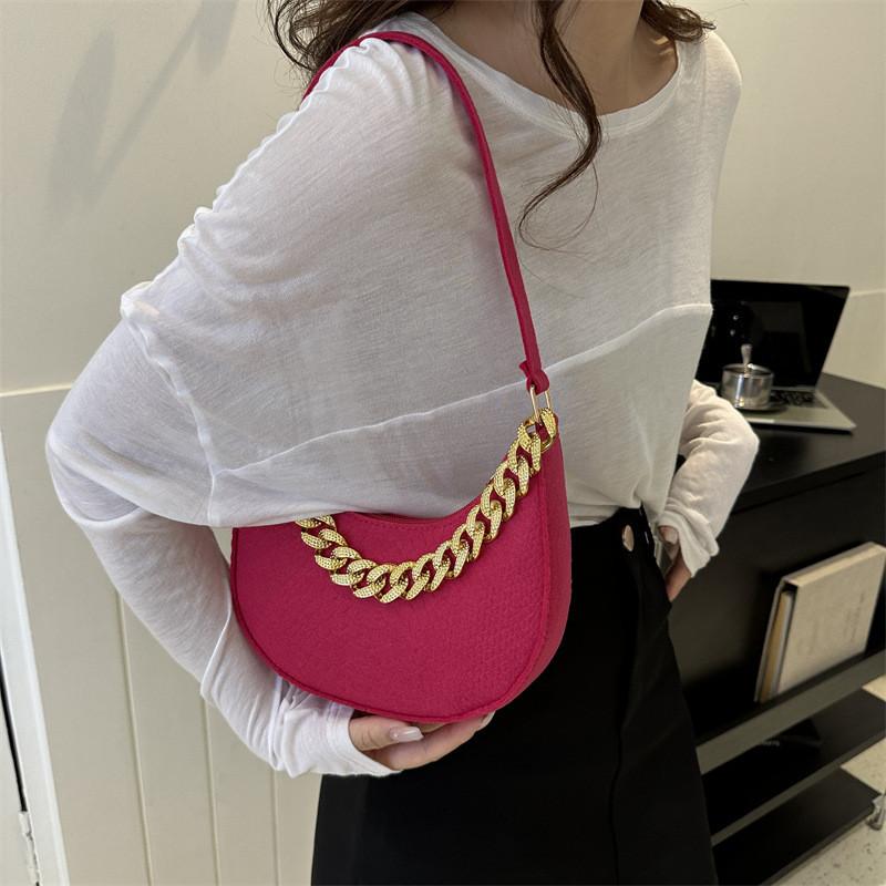 Fashionable Felt Bag Stylish Retro Simple Chain Crossbody Tote Underarm Handbag