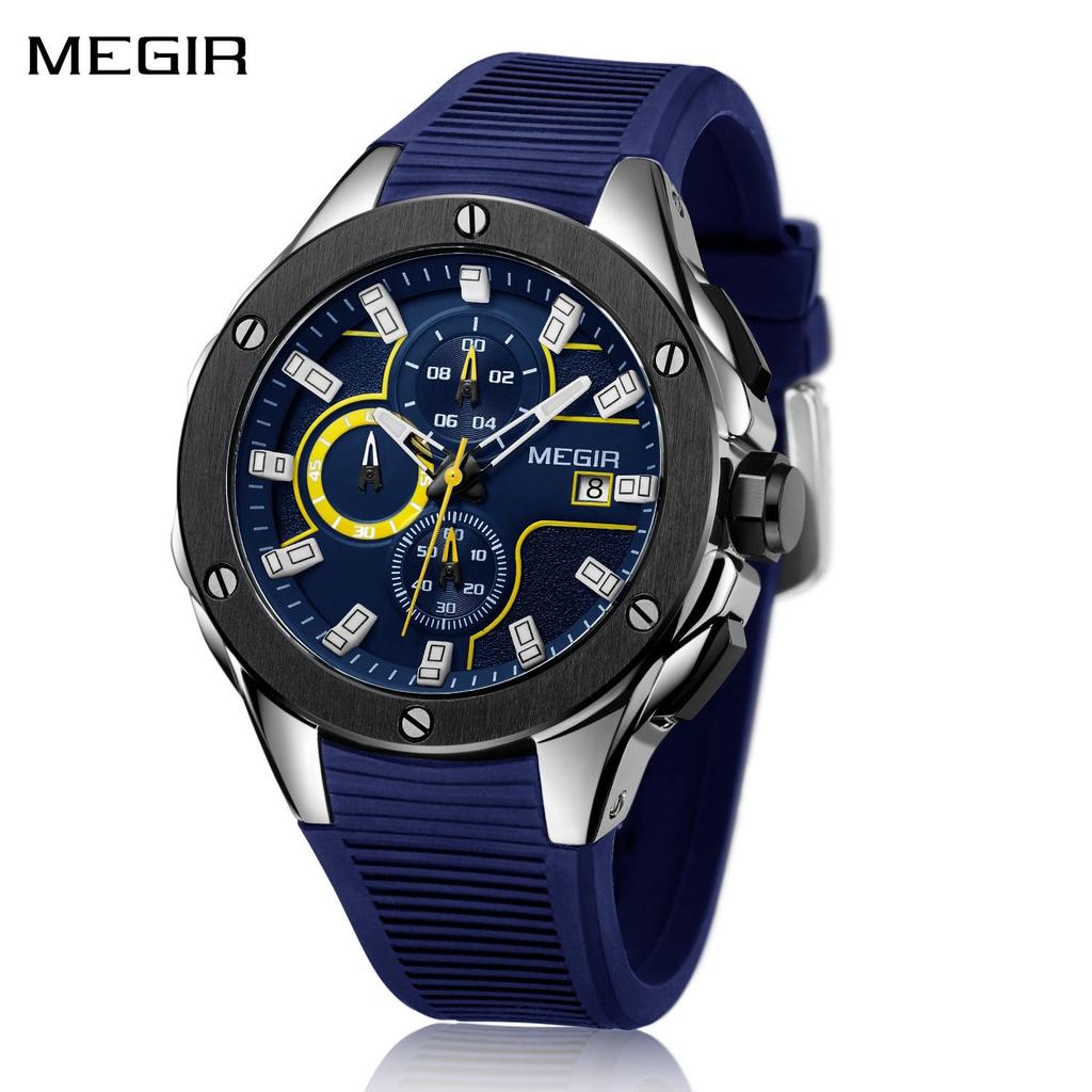 Megir Menn Sport Klokke Vanntett Lysende Kronograf Quartz Army Military Watches Klokke Menn