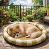 Cute Round Cat Cooling Mat Cartoon Pattern Breathable Pet Ice Mat Wear Resistant Thickened Sponge Pet Cooling Nest Four Seasons