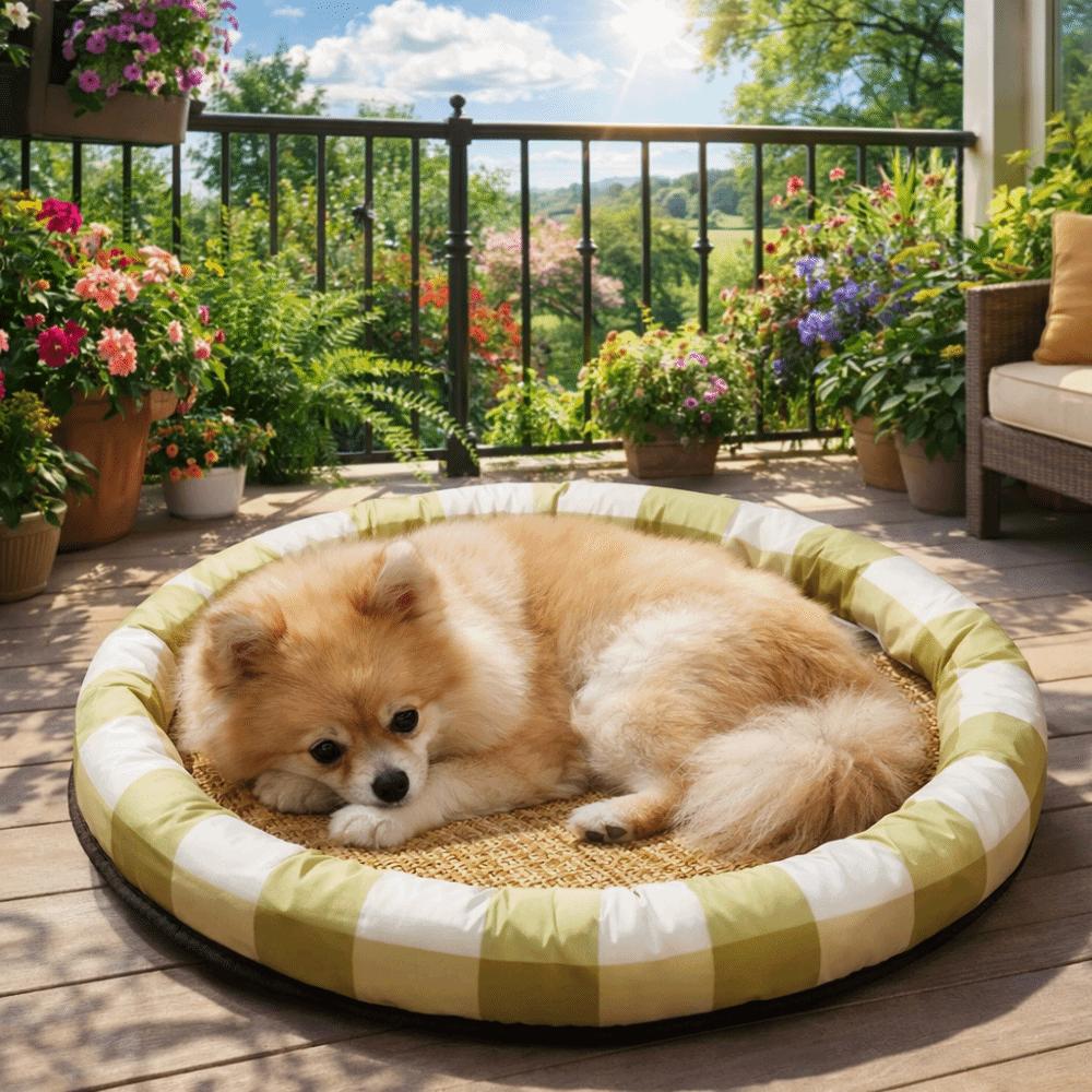 Cute Round Cat Cooling Mat Cartoon Pattern Breathable Pet Ice Mat Wear Resistant Thickened Sponge Pet Cooling Nest Four Seasons