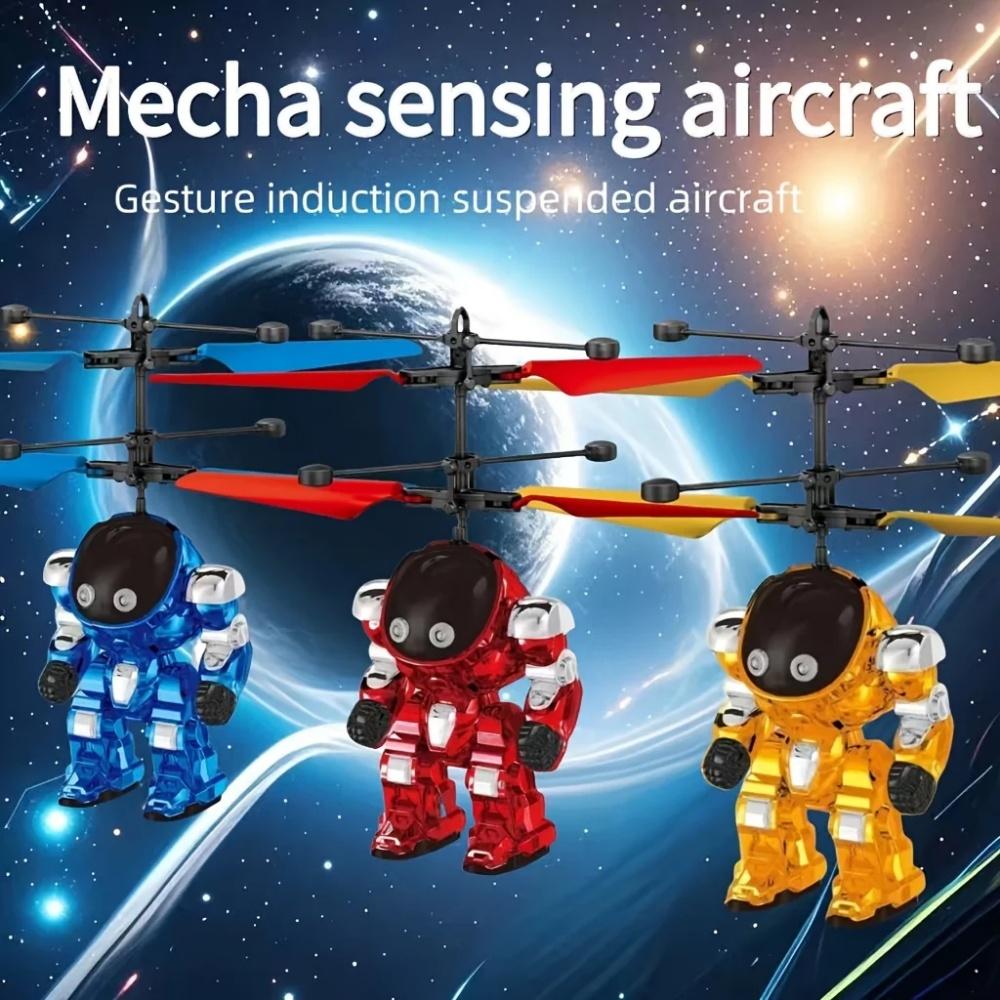 Levitating Luminous Flying Robot Astronaut Toy Aircraft Hand-Controlled Drone Interactive with Lights Outdoor Toys for Kids Gift