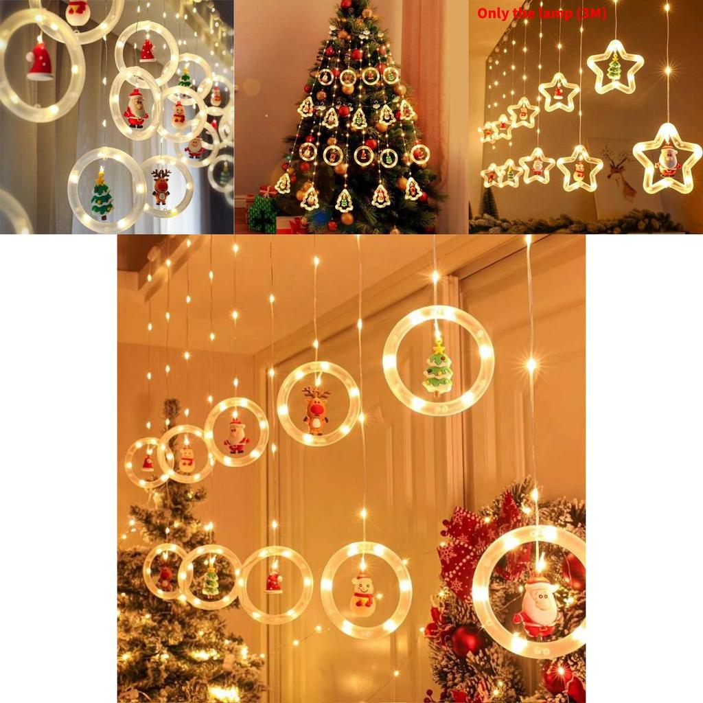 Christmas Led String Lights With Snowman And Tree Hangings For Indoor Festive Decor