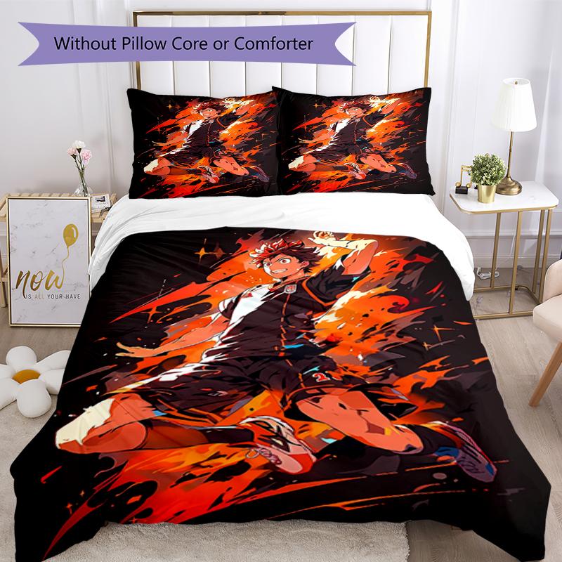 3pcs Haikyu Bedding Set Duvet Cover Closure Includes 1 Duvet Cover & 2 Pillowcases, Soft and Comfortable for All Seasons.