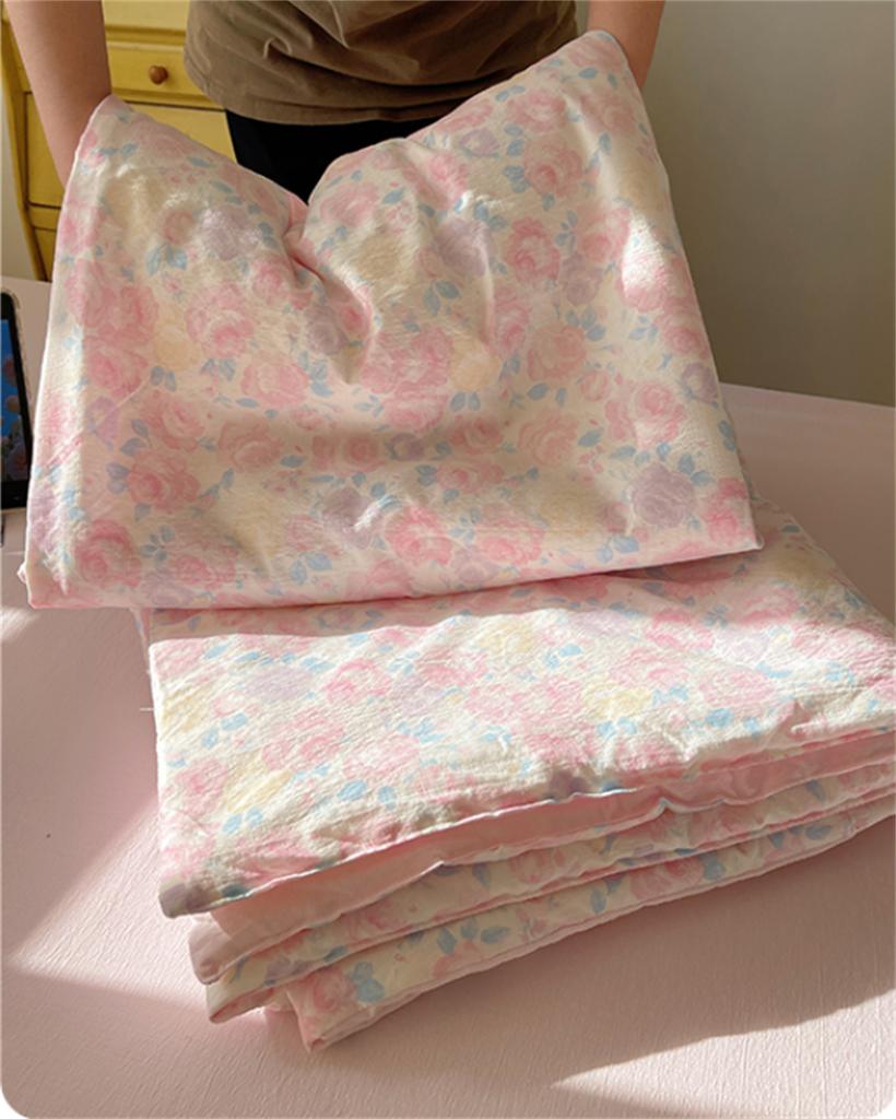 2025 Summer Quilt New Washed Cotton Cooling Blanket Lovely Home Decoration Comfortable Lightweight With Pillowcase Sheet