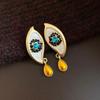 Zircon Devil's Eye Earrings Pleated Crystal Vintage Long Drop Earrings  Party Favors