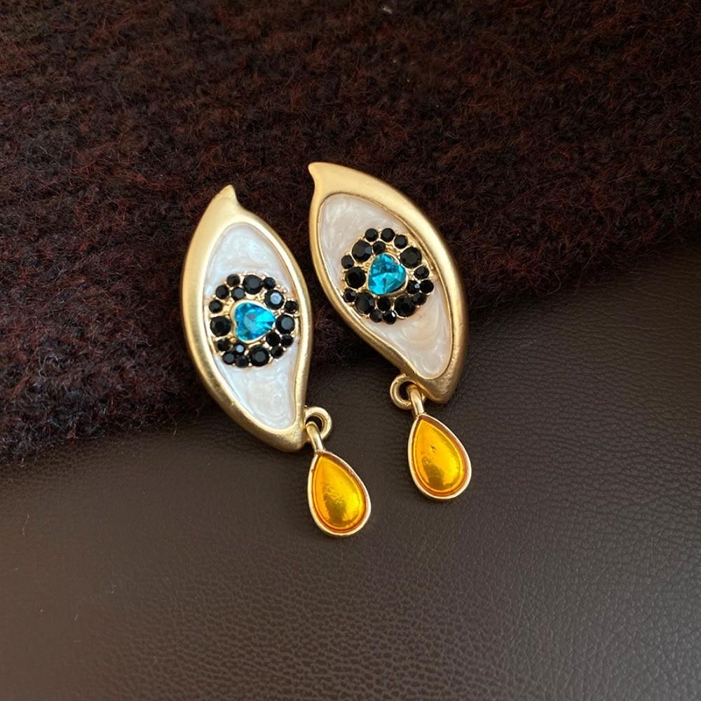 Zircon Devil's Eye Earrings Pleated Crystal Vintage Long Drop Earrings  Party Favors