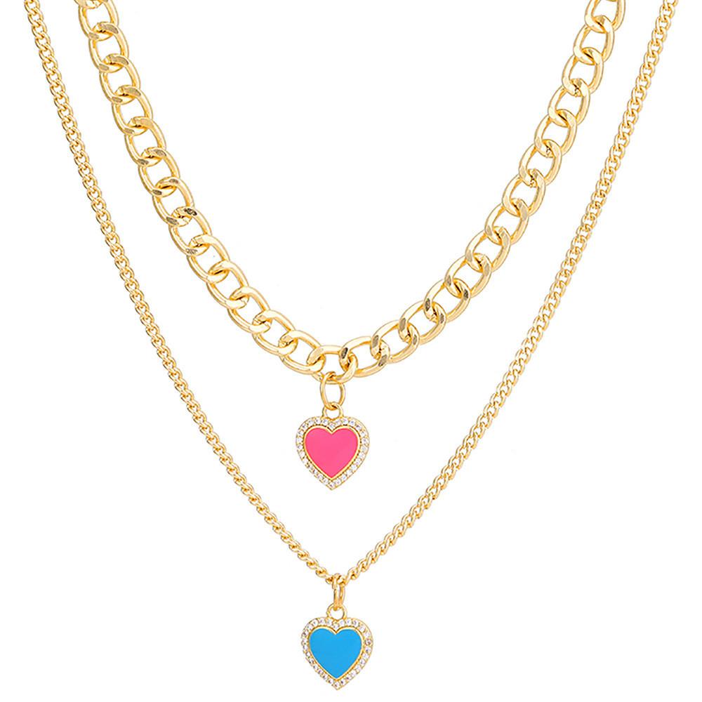 Elegant Multi-layer Heart Shaped Necklace For Women Chic Alloy Jewelry For Stylish Looks