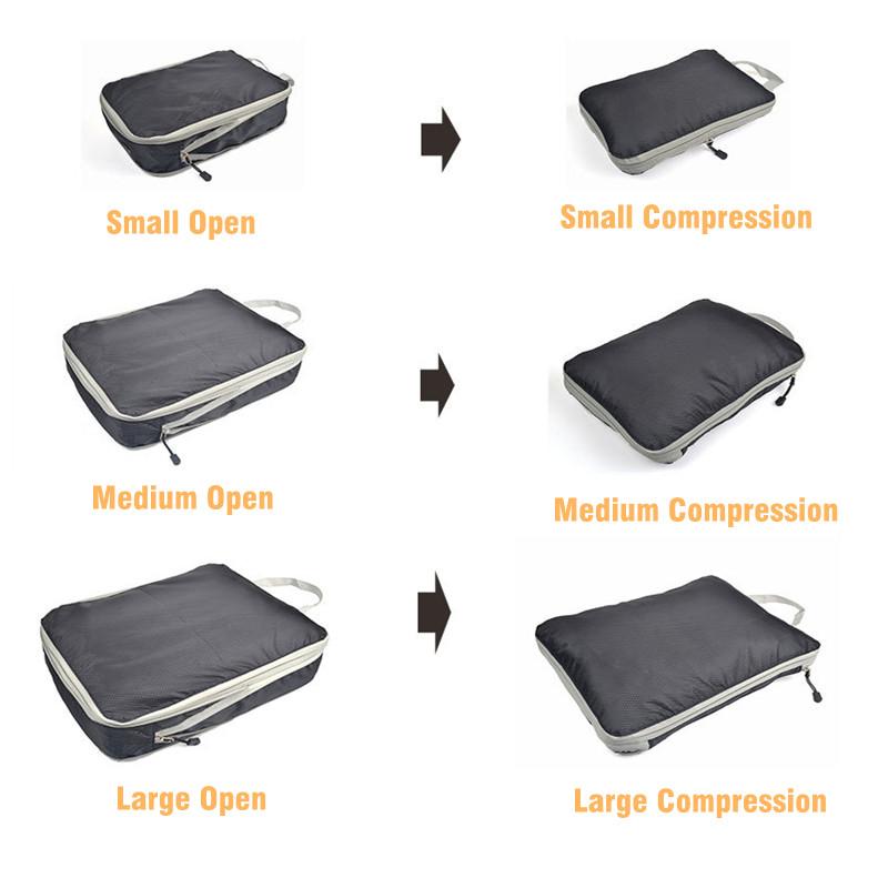 Compressible Packing Travel Storage Bag Cubes Waterproof Suitcase Nylon Portable with Handbag Luggage Organizer