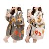 Women Sweater Coat V-Neck Long Sleeve Flower Pattern Knitted Cardigan with Pockets Loose Fit Autumn Winter Knitwear
