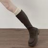 Black French Small Thick-soled Boots Women's Boots  New Autumn Retro Tall Knight Boots Women Shoes