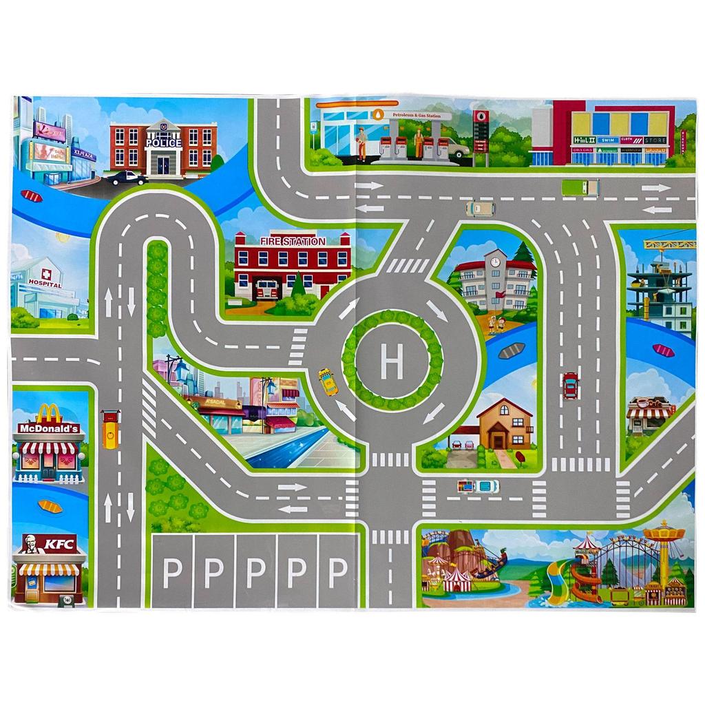 Kids' Traffic Play Mat with Cars and Parking Scene