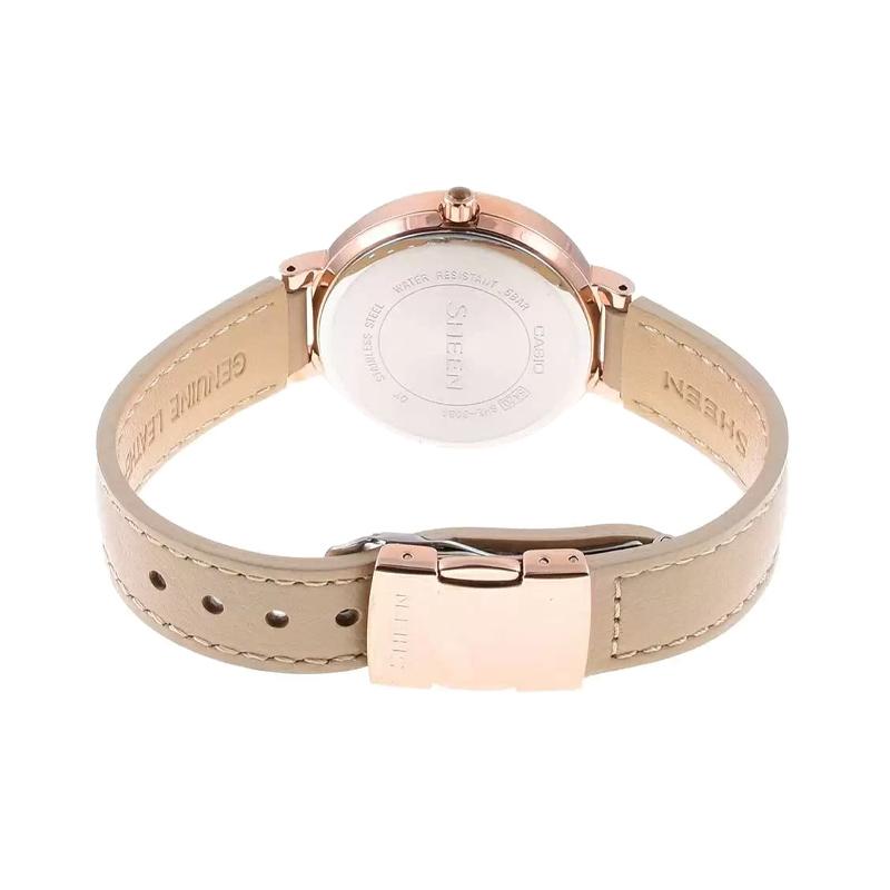 Casio SHEEN series simple casual fashion quartz movement leather strap Japanese and Korean watch women's watch gold dial SHE-3034GL-9AUDF