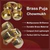 RSINC Brass Metal Puja Roli Chawal |Elaichi Mishri | Chopda for Mandir | Chowmukh Haldi Kumkum Holder 4 Bowl Stand Holder Patra- Gold Brass Chomukha