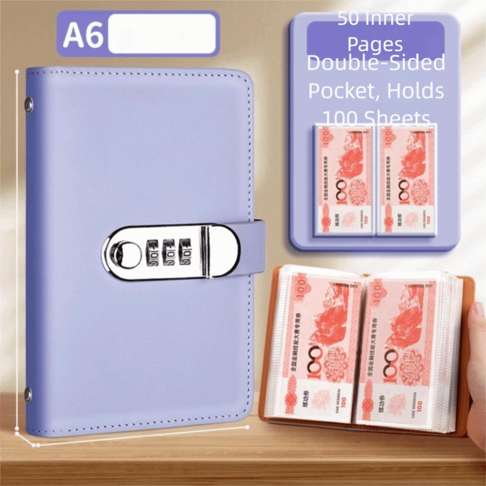 PU Leather Saving Money Binder 50Sheets Account Book  Office Stationery Supplies