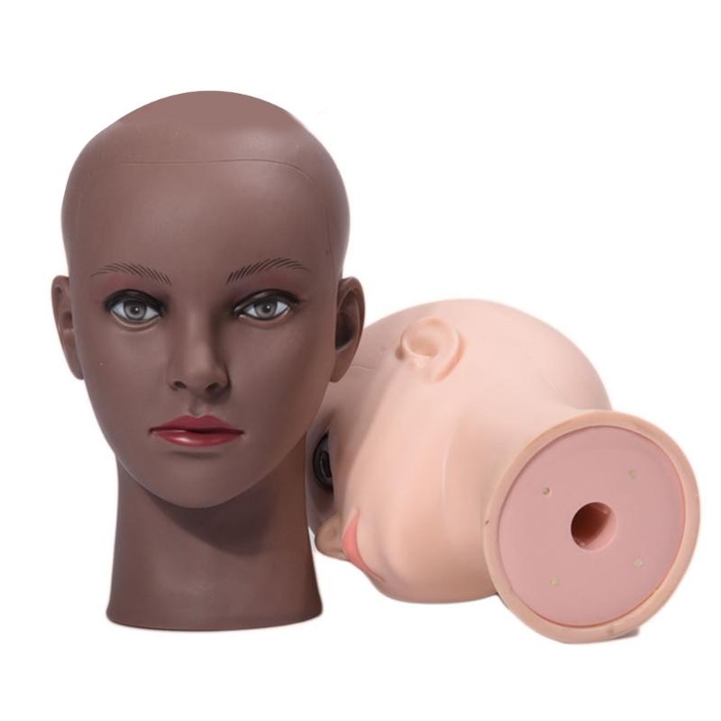 Bald Mannequin Head Female Professional Cosmetology Training Head Bald Manikin Head for Wigs Making Display Doll Head