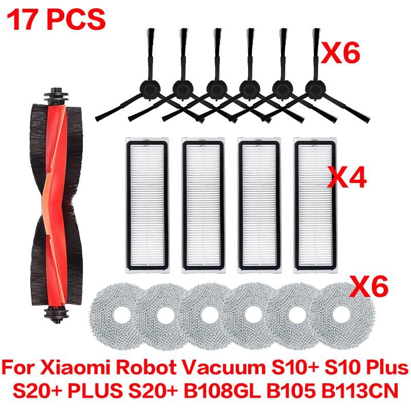 For Xiaomi Robot Vacuum S10 Plus S10+/ S20+ PLUS /S20+/B108GL / B105 / B113CN Spare Parts Filter Main Side Brush Mop Accessories