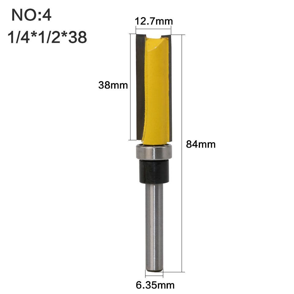 1/4 Inch Flush Trim Pattern Router Bit 1/4" Shank Panel Top &Bottom Bearing Woodworking Milling Cutter