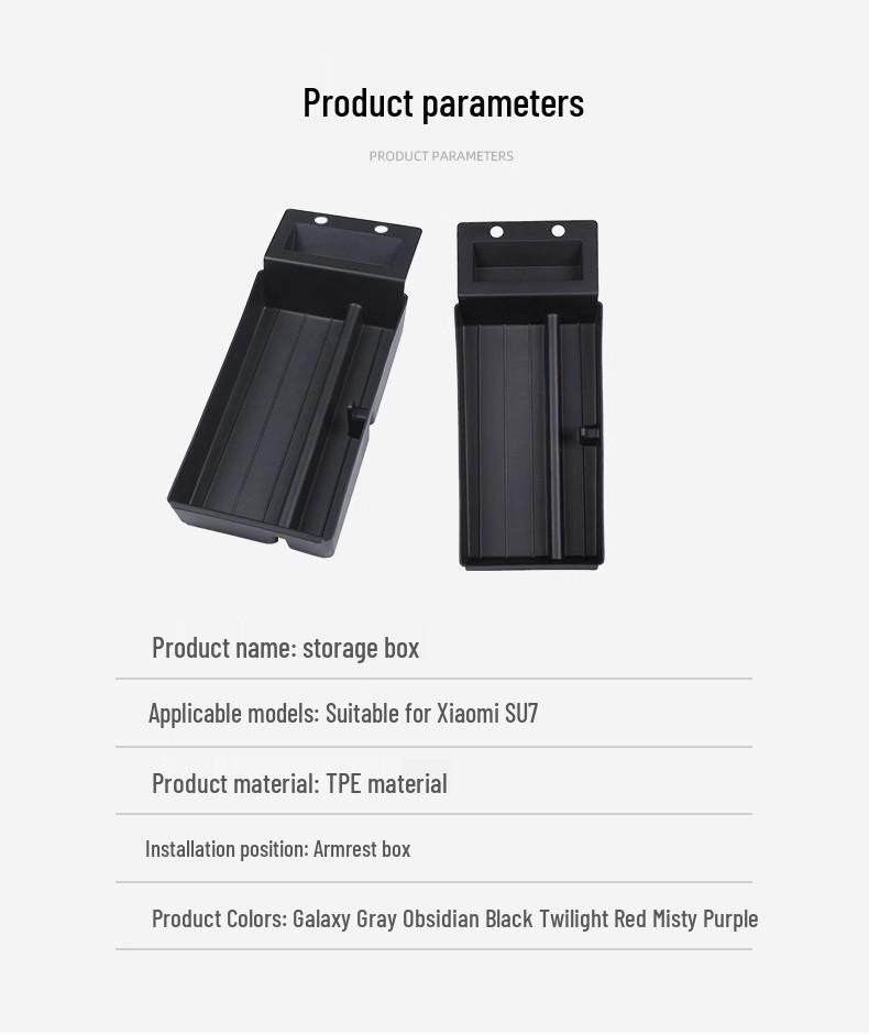 Xiaomi SU7 Armrest Box Storage Organizer Accessories