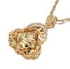 Buddhist pendant necklace gold Chinese style jewelry Buddha statue amulet Hinduism